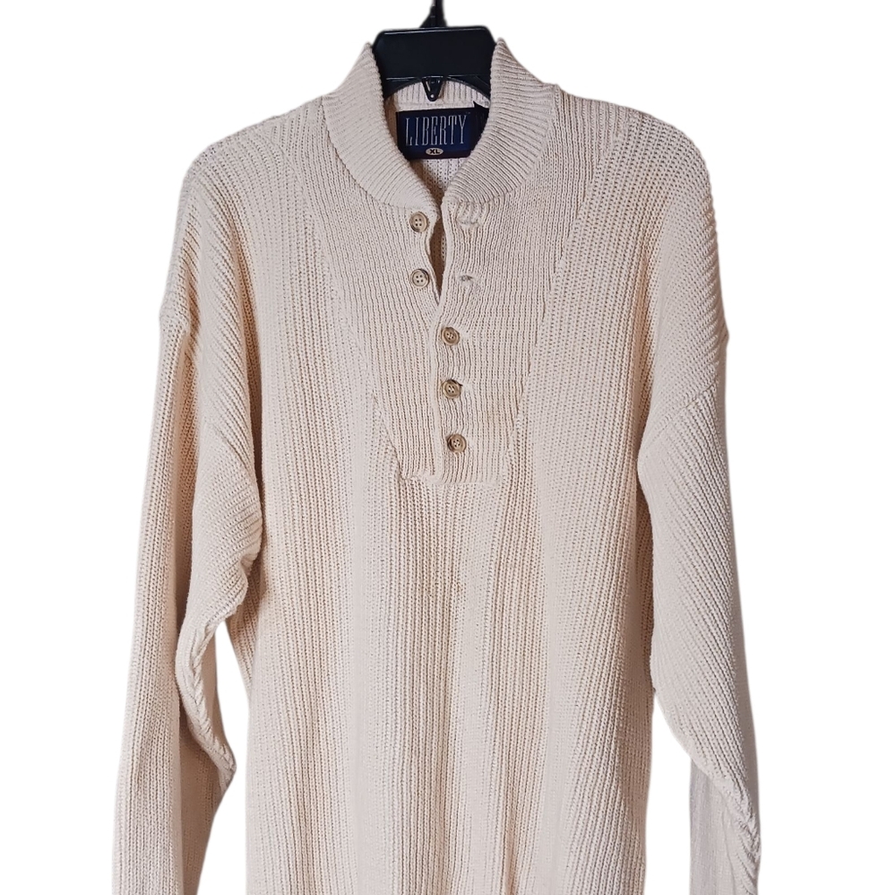 Liberty Men's Beige Button-Up Sweater XL Pre-owned